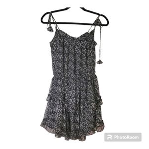 MISA Los Angeles Black Polka Dot Ruffle Tiered Dress XS